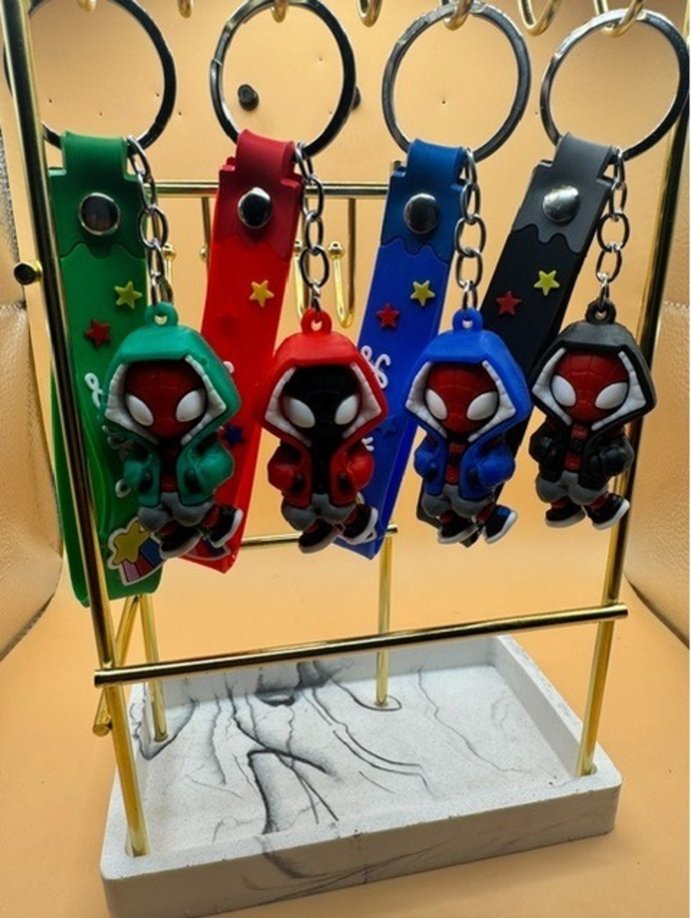 New 3D Hooded Spider-Man Keychain Backpack Clips (4-Pack)